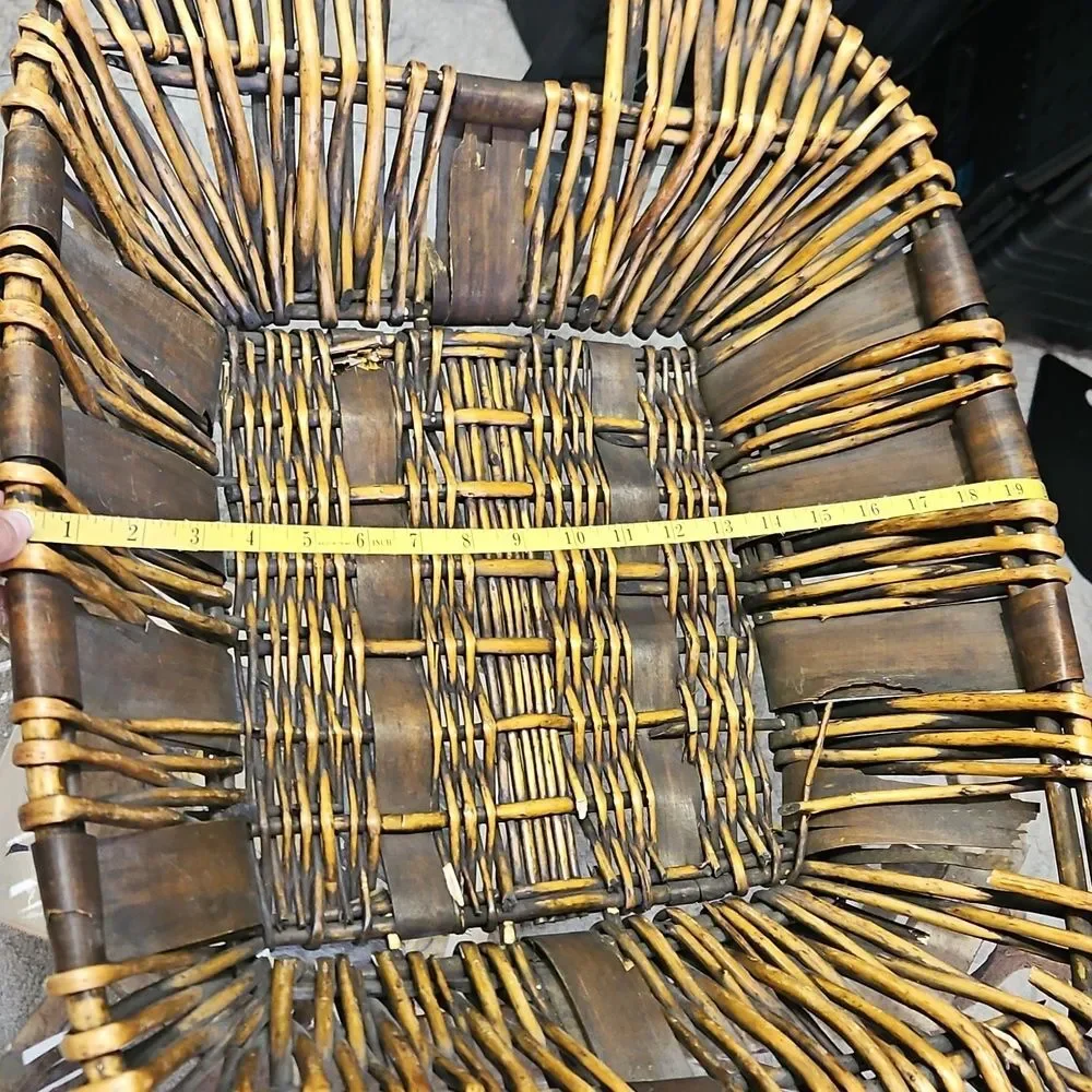 Large Woven Basket with Golden Brown Accents